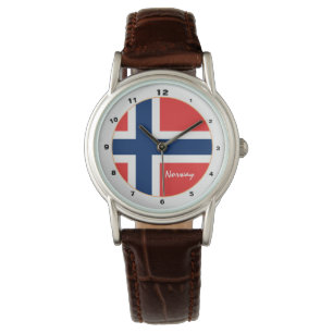 Noorse vlag en trendy mode/ontwerp Noorwegen Horloge