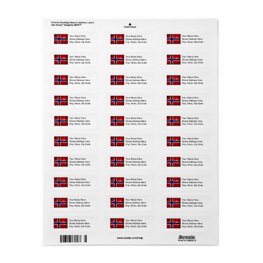 Noorse vlag etiket (Full Sheet)