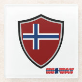 Noorse vlag glazen onderzetter (Voorkant)