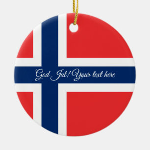 Noorse vlag God jul kerstboomversiering Keramisch Ornament