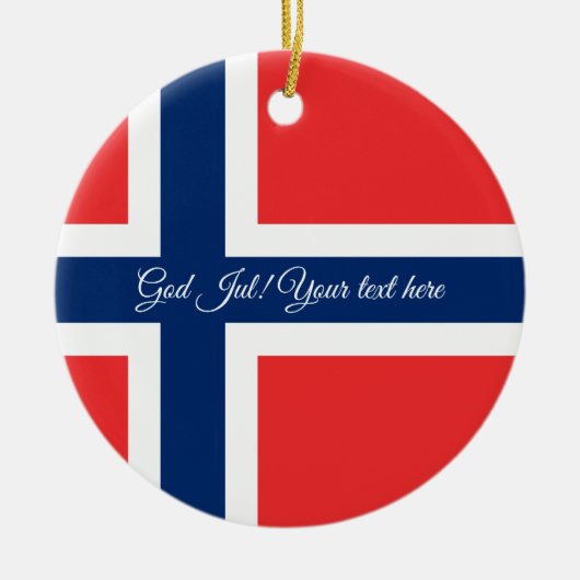 Noorse vlag God jul ornament kerstboom (Voorkant)