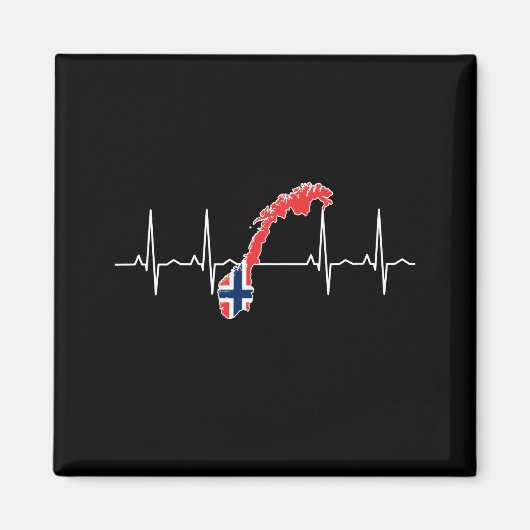 Noorse Vlag Hartslag Magneet (Voorkant)