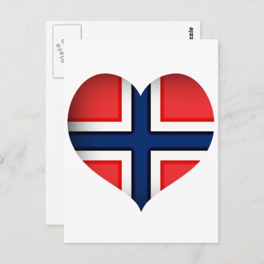 Noorse vlag Heart Briefkaart (Voorkant / Achterkant)