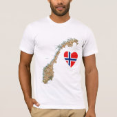 Noorse vlag Heart en kaart T-Shirt (Voorkant)