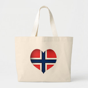 Noorse vlag Heart Grote Tote Bag