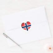 Noorse vlag Heart Ronde Sticker (Envelop)