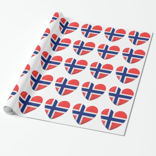 Noorse vlag Heart van Noorwegen Scandinavisch Cadeaupapier (Uitgerold)