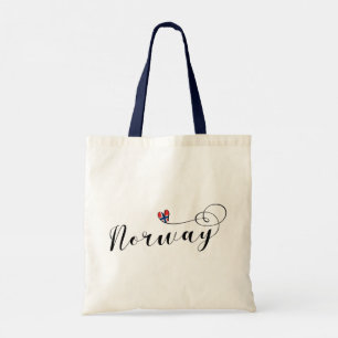 Noorse vlag in Heart, Noorse Grote Canvas tas