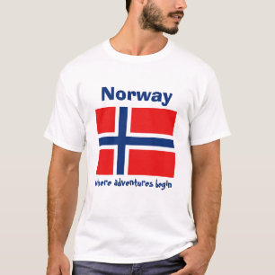 Noorse vlag + kaart + tekst T-shirt