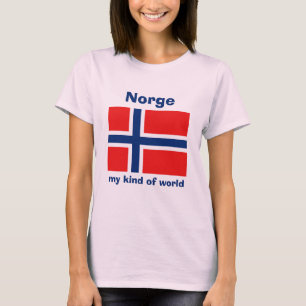 Noorse vlag + kaart + tekst T-shirt
