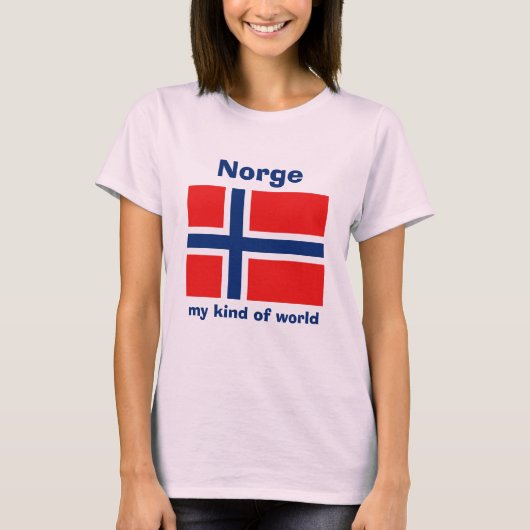 Noorse vlag + kaart + tekst T-shirt (Voorkant)