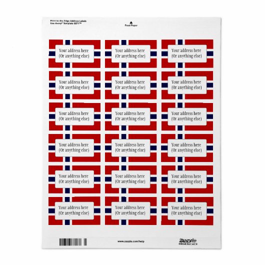 Noorse vlag - Kongeriket Norge - Noorse vlag Etiket (Full Sheet)
