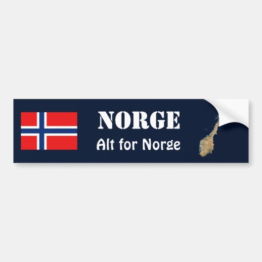 Noorse Vlag + Landkaart Bumpersticker (Voorkant)
