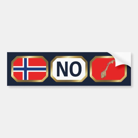Noorse Vlag Landkaart Code Bumpersticker (Voorkant)