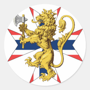 Noorse vlag Lion Cross Ronde Sticker