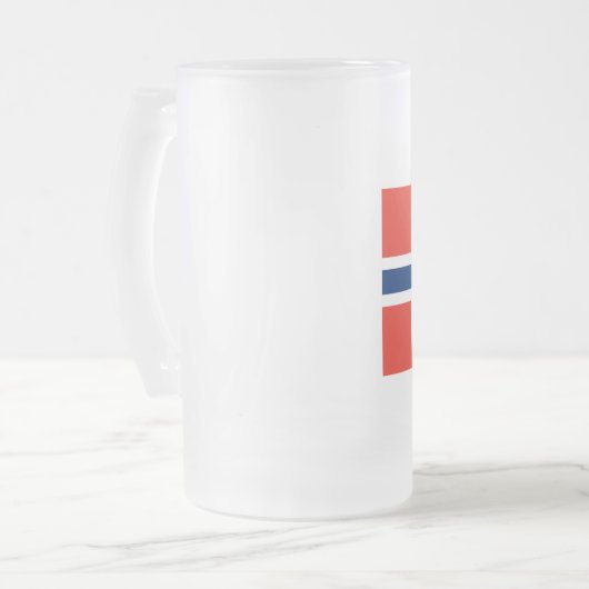 Noorse vlag matglas bierpul (Voorkant links)