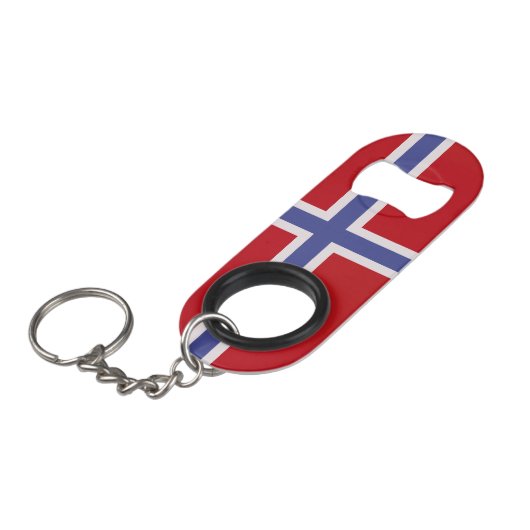 Noorse vlag mini flessenopener (Voorkant Gekanteld)