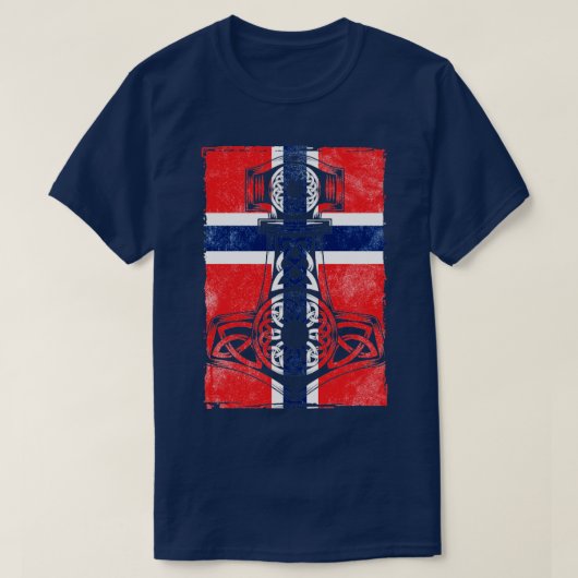 Noorse vlag Mjlnir T-shirt (Design voorkant)