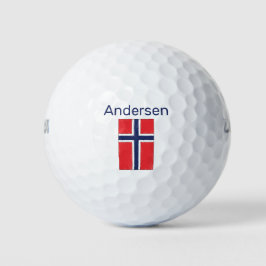 Noorse vlag & naam op maat golfballen