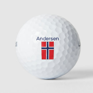 Noorse vlag & naam op maat golfballen