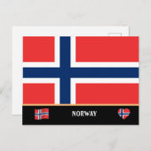 Noorse vlag & Noors reizen / Noorwegen Briefkaart (Voorkant / Achterkant)