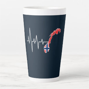 Noorse vlag Noorse vlag Noorse hartslag Latte Mok