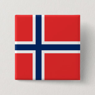 Noorse vlag (Noorwegen) Vierkante Button 5,1 Cm