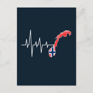 Noorse Vlag Noorwegen Vlag Norge Hartslag Briefkaart