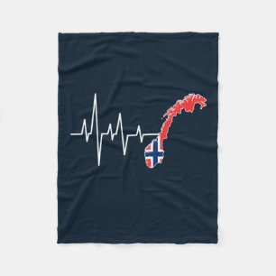 Noorse Vlag Noorwegen Vlag Norge Hartslag Fleece Deken