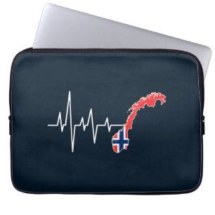 Noorse Vlag Noorwegen Vlag Norge Hartslag Laptop Sleeve