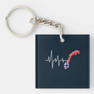 Noorse Vlag Noorwegen Vlag Norge Hartslag Sleutelhanger