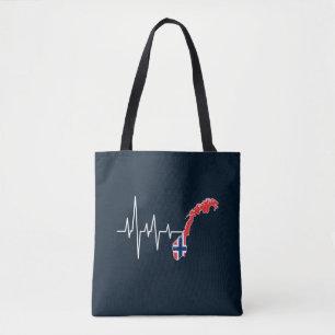 Noorse Vlag Noorwegen Vlag Norge Hartslag Tote Bag