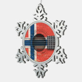Noorse vlag op oude akoestische gitaar tin sneeuwvlok ornament (Rechts)