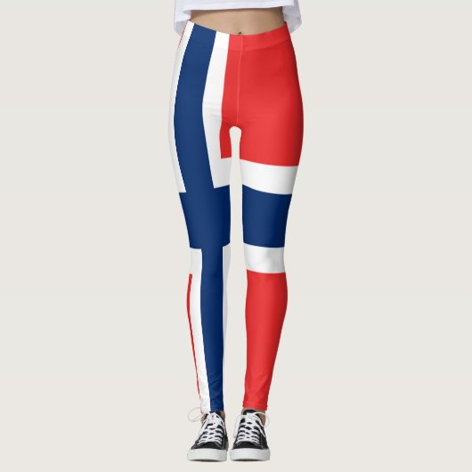 Noorse vlag over het gehele ontwerp leggings (Voorkant)
