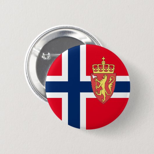 Noorse vlag ronde button 5,7 cm (Voorkant /achterkant)