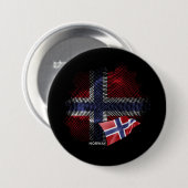 Noorse vlag ronde button 7,6 cm (Voorkant /achterkant)