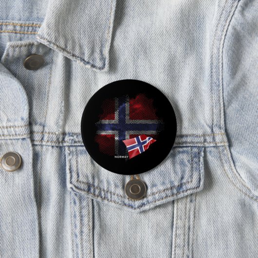 Noorse vlag ronde button 7,6 cm (In situ)