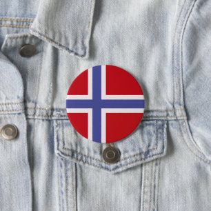 Noorse vlag ronde button 7,6 cm