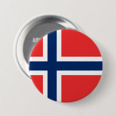 Noorse vlag ronde button 7,6 cm (Voorkant /achterkant)