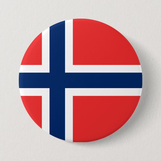 Noorse vlag ronde button 7,6 cm (Voorkant)