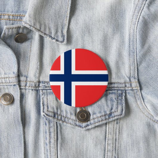 Noorse vlag ronde button 7,6 cm (In situ)