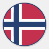 Noorse vlag ronde sticker (Voorkant)