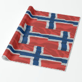 Noorse vlag rood en blauw cadeaupapier (Uitgerold)