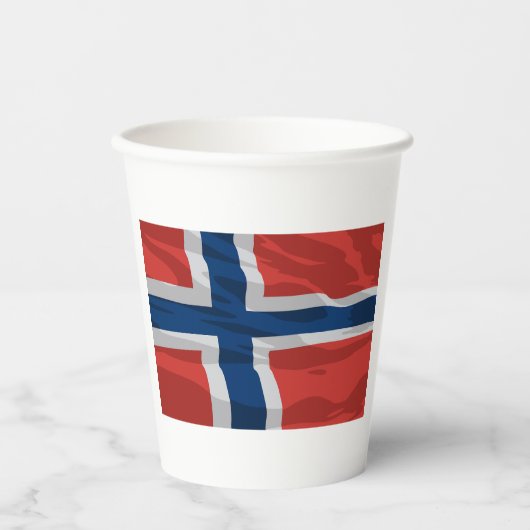 Noorse vlag rood en blauw papieren bekers (Voorkant)