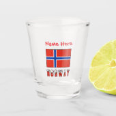 Noorse vlag rood gepersonaliseerd shot glas (Voorkant)