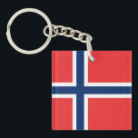Noorse vlag sleutelhanger<br><div class="desc">Rood,  wit en blauw kruis patroon gebaseerd op de vlag van Noorwegen.</div>