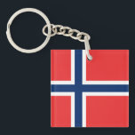 Noorse vlag sleutelhanger<br><div class="desc">Rood,  wit en blauw kruis patroon gebaseerd op de vlag van Noorwegen.</div>
