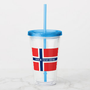 Noorse vlag van de Scandinavische Noorse partij Acryl Drinkbeker
