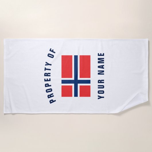 Noorse vlag van een gepersonaliseerd strand handdo strandlaken (Voorkant)