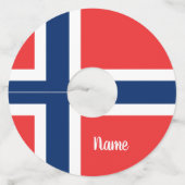 Noorse vlag van Noorwegen gepersonaliseerd Wijnglaslabel (Voorkant)